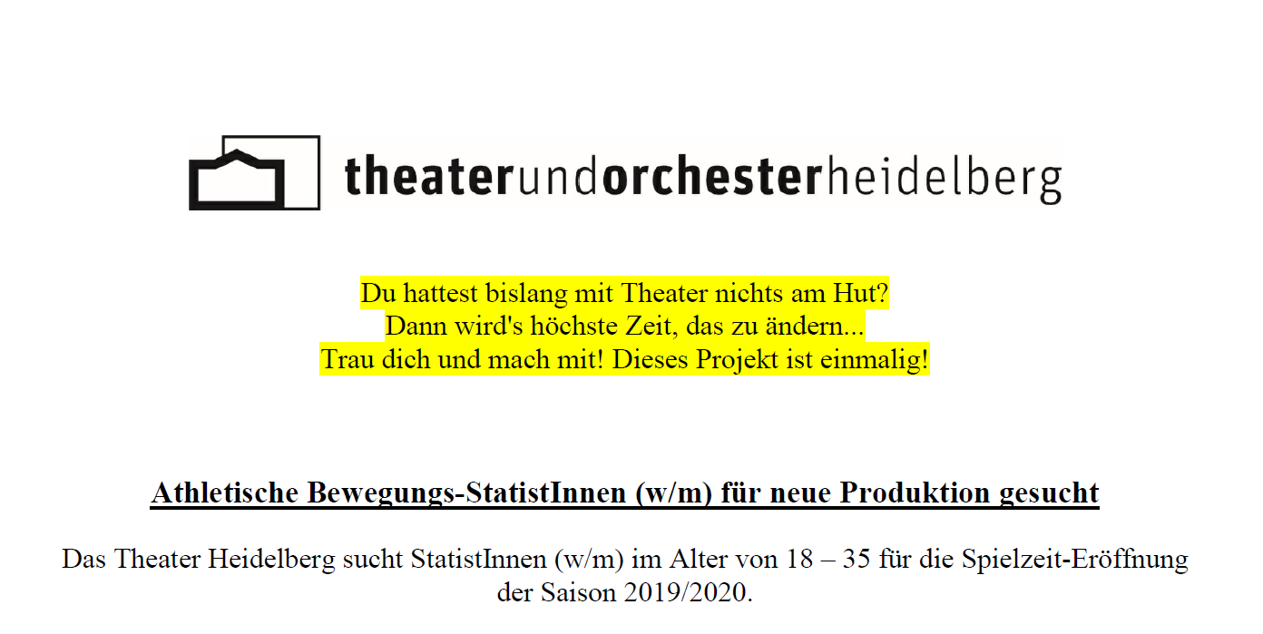 Athletische Bewegungs-Statist(Inn)en (w/m) Gesucht